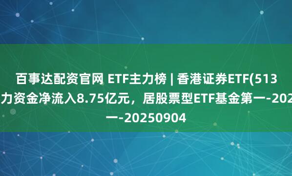 百事达配资官网 ETF主力榜 | 香港证券ETF(513090)主力资金净流入8.75亿元，居股票型ETF基金第一-20250904