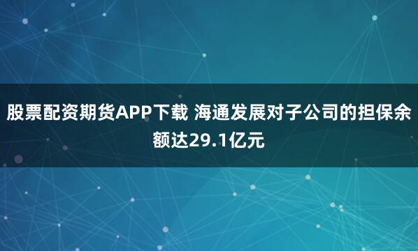 股票配资期货APP下载 海通发展对子公司的担保余额达29.1亿元